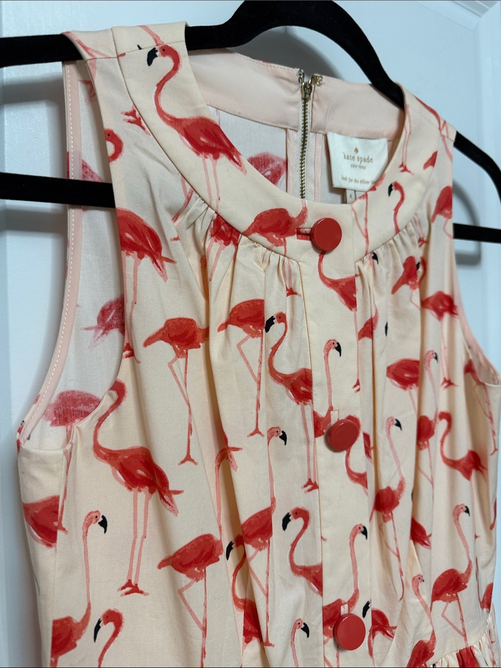 kate spade Pink Flamingo Print Sleeveless Fit-and-Flare Dress 🦩☀️💕 - Picture 7 of 11